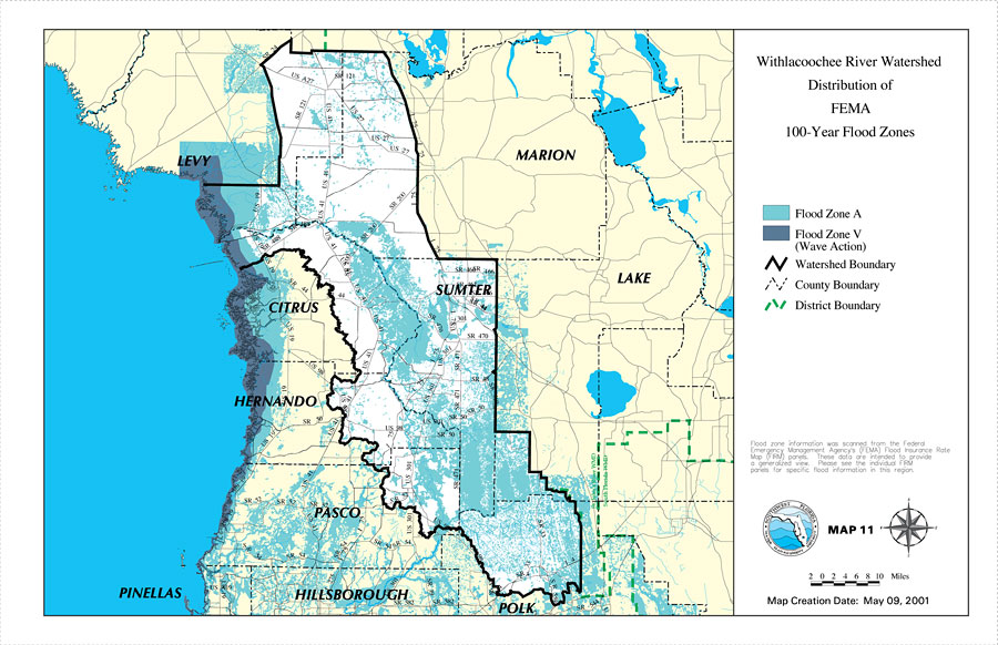 Withlacoochee River Watershed Distribution of FEMA 100-Year Flood Zones