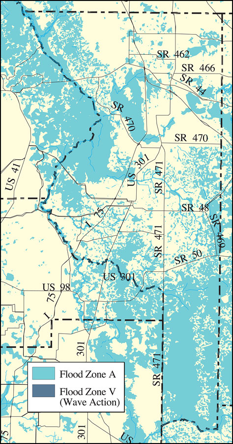 Withlacoochee River Watershed Distribution of FEMA 100-Year Flood Zones- Sumter County