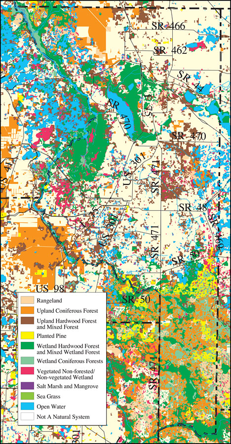 Withlacoochee River Watershed Distribution of Natural Systems - 1995- Sumter County