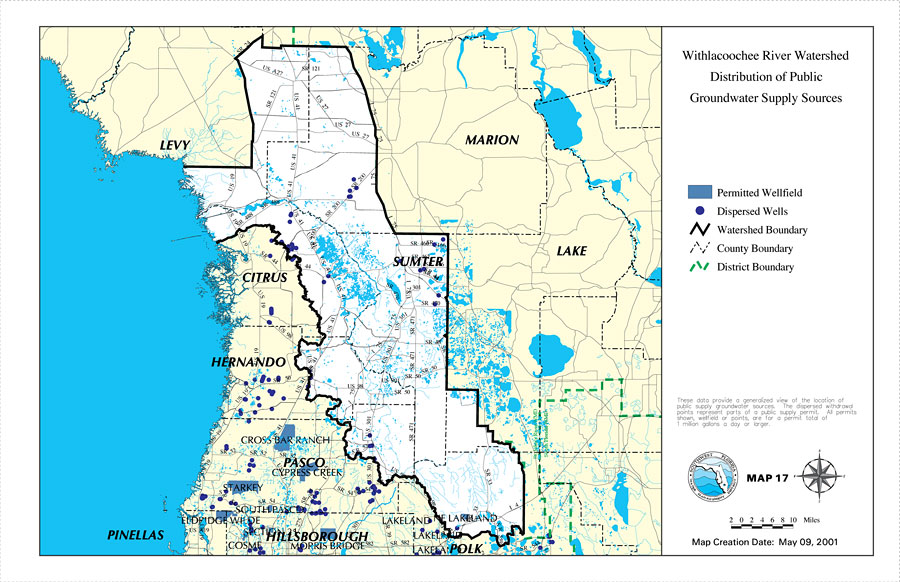 Withlacoochee River Watershed Distribution of Public Groundwater Supply Source