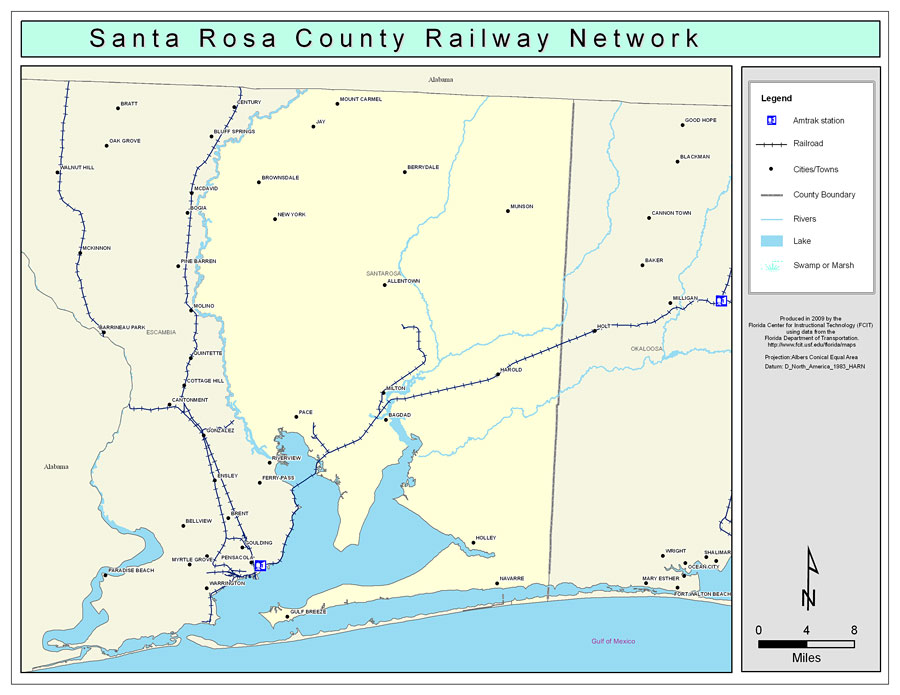 Santa Rosa County Railway Network- Color