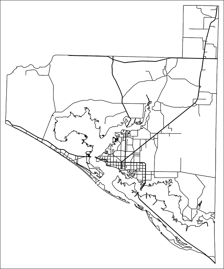 Bay County Road Network- Black and White