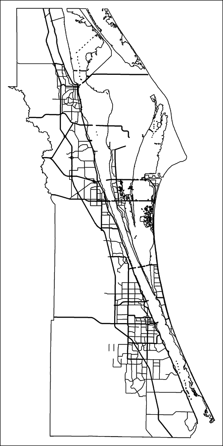 Brevard County Road Network- Black and White