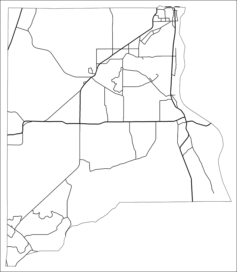 Clay County Road Network- Black and White
