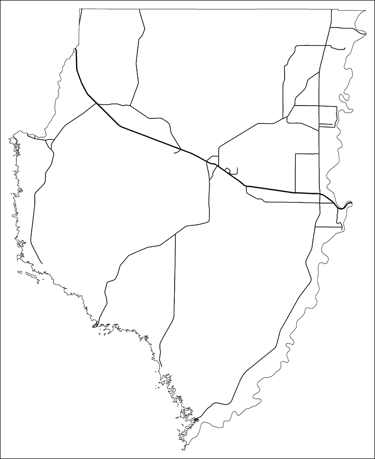 Dixie County Road Network- Black and White