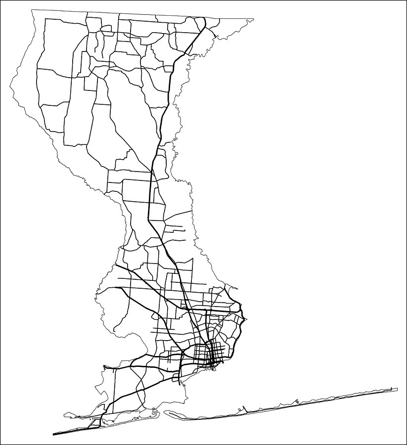 Escambia County Road Network- Black and White