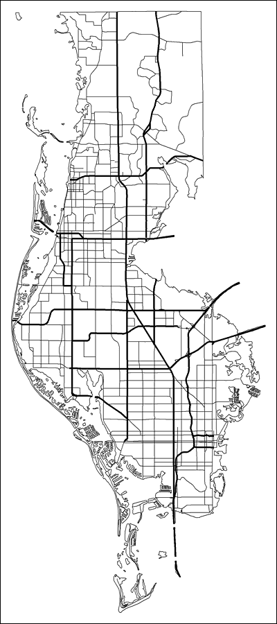 Pinellas County Road Network- Black and White