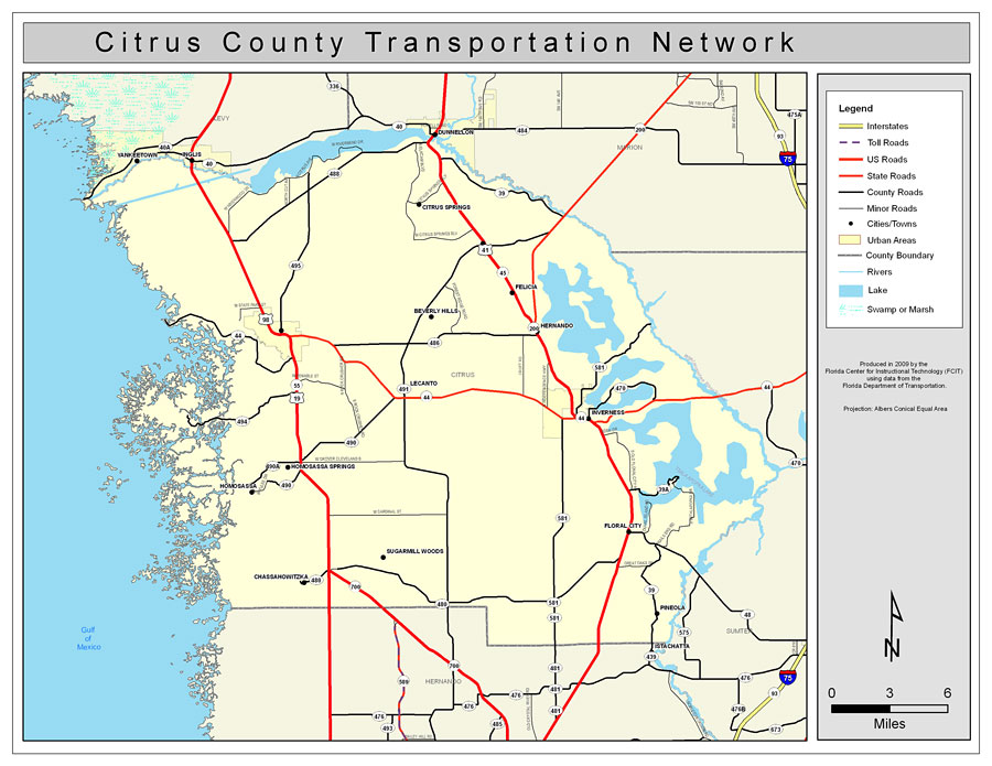 map citrus county florida Citrus County Road Network Color 2009 map citrus county florida