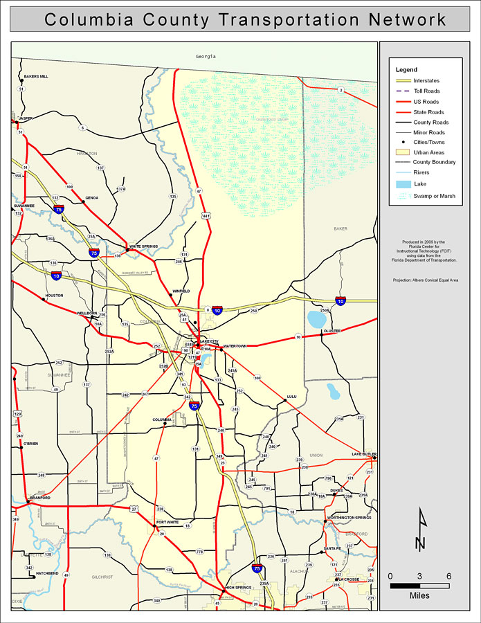 Columbia County Road Network- Color, 2009