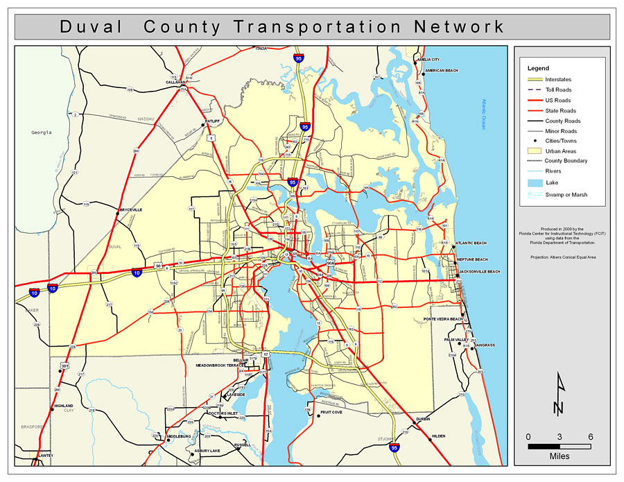 Duval County Road Network Color 2009