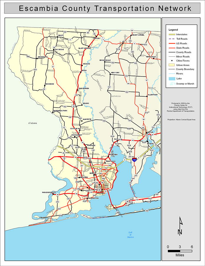 Escambia County Road Network- Color