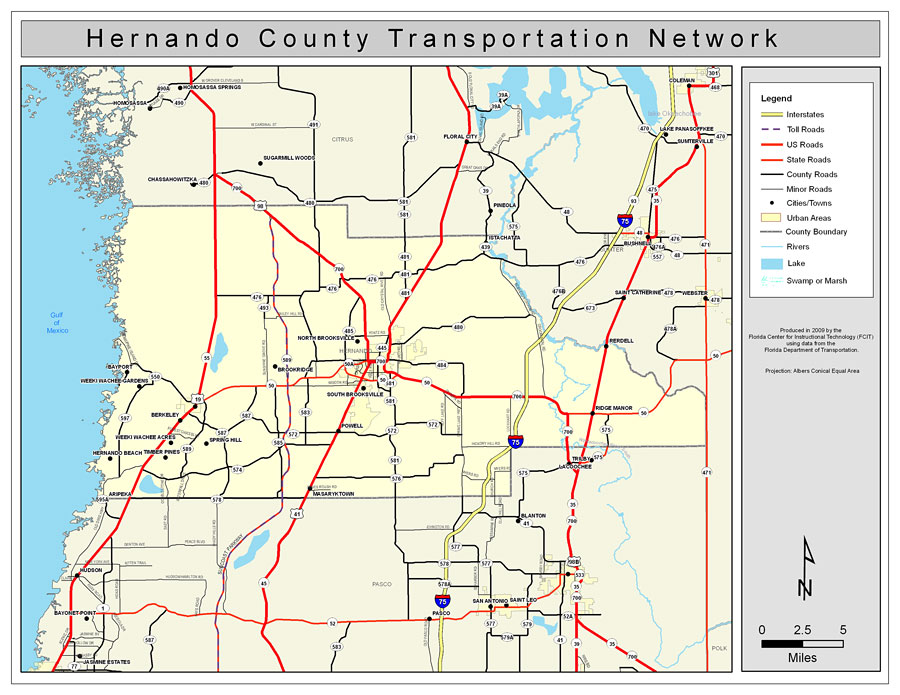 Hernando County Road Network- Color