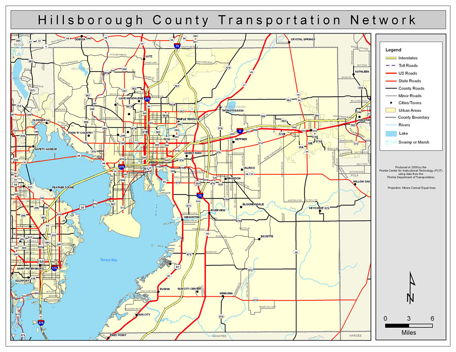 Hillsborough County Road Network- Color, 2009