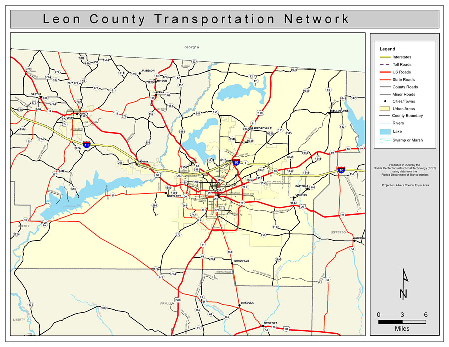 Leon County Road Network- Color, 2009