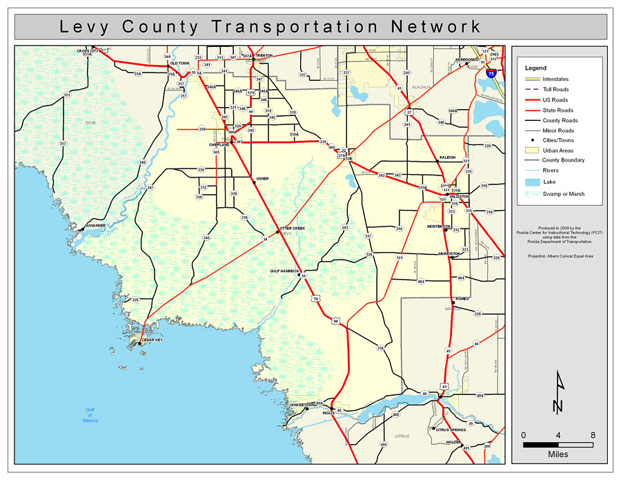 Levy County Road Network Color 2009