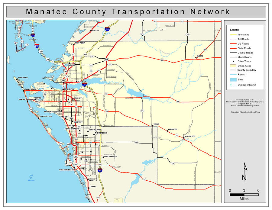 Manatee County Road Network Color 2009