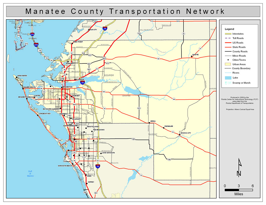 Map Of Manatee County Manatee County Road Network  Color, 2009