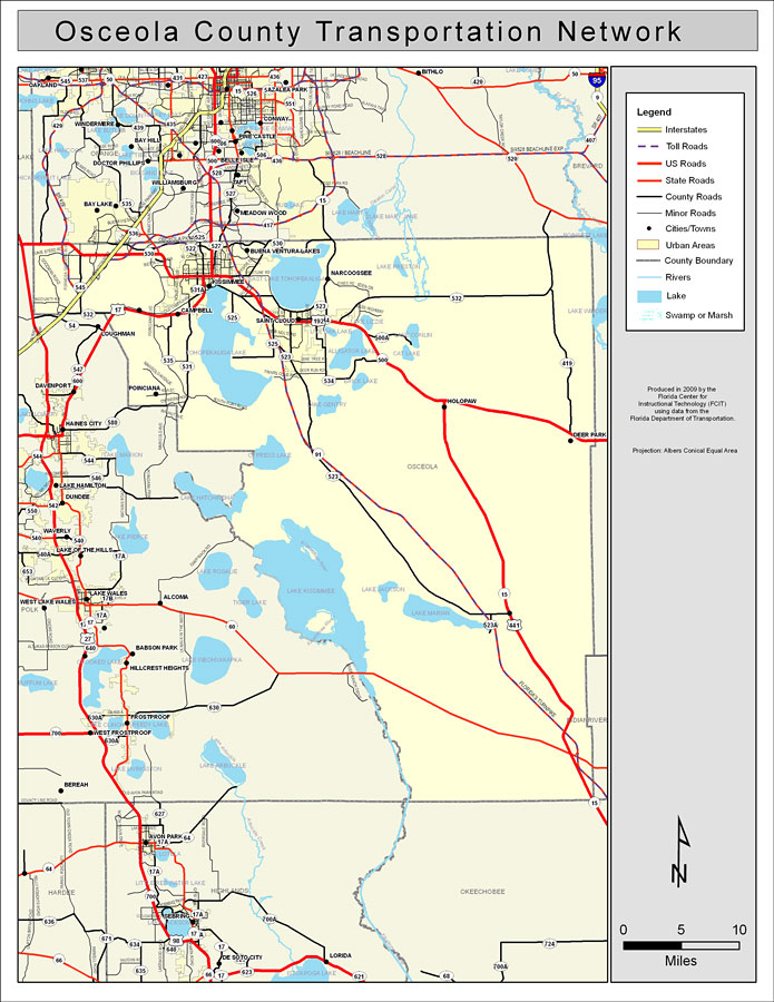 Osceola County Fl Gis Osceola County Road Network- Color, 2009