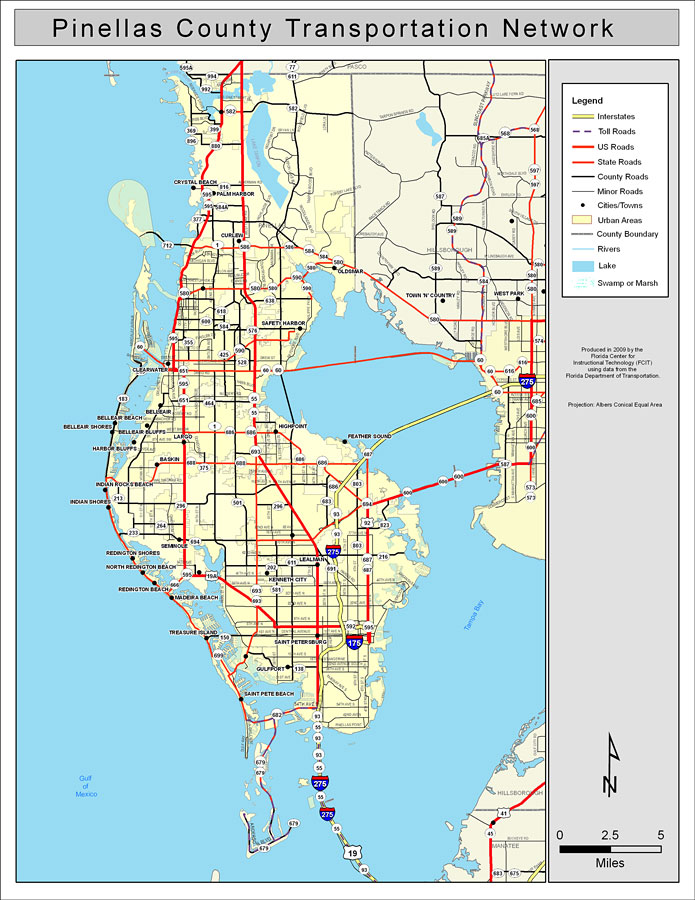 Pinellas County Road Network- Color, 2009