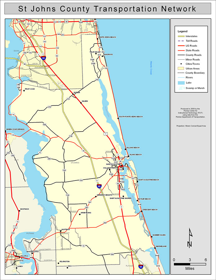 st johns county map St Johns County Road Network Color 2009 st johns county map
