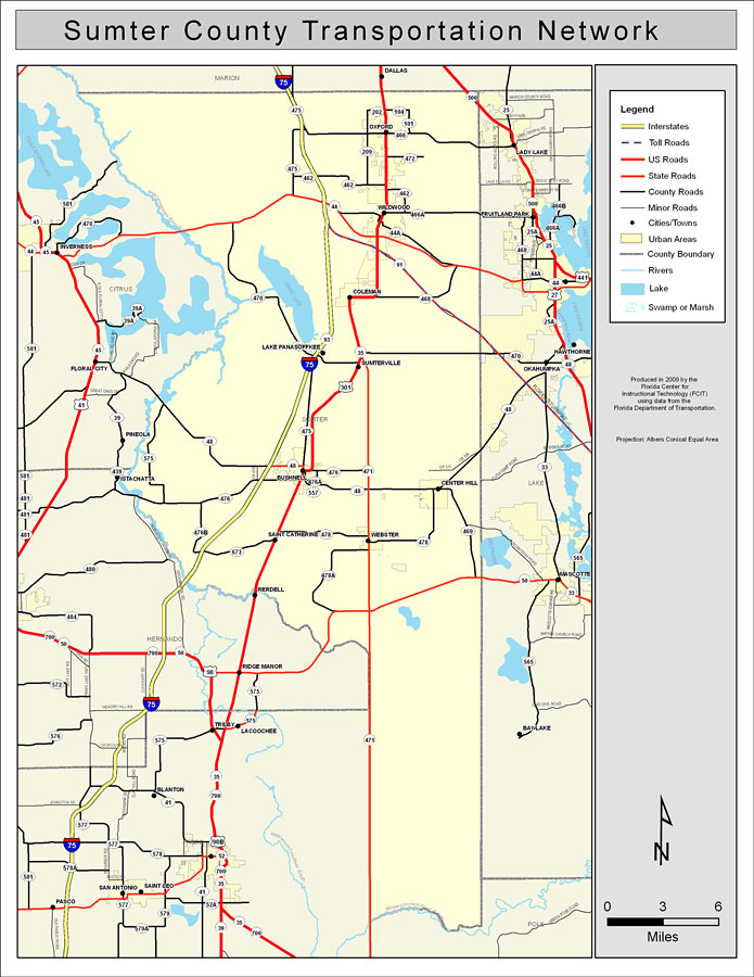 Sumter County Road Network Color 2009