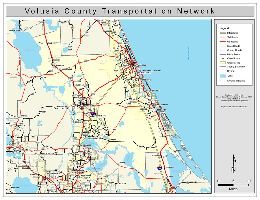 map of volusia county Volusia County Road Network Color 2009 map of volusia county