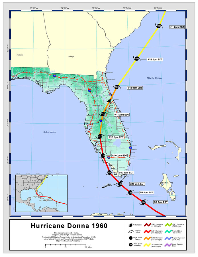 Storm Tracks By Name Hurricane Donna 1960