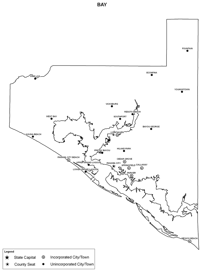 Bay County Cities with Labels