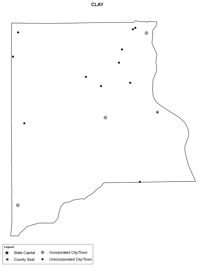 Clay County Cities Outline