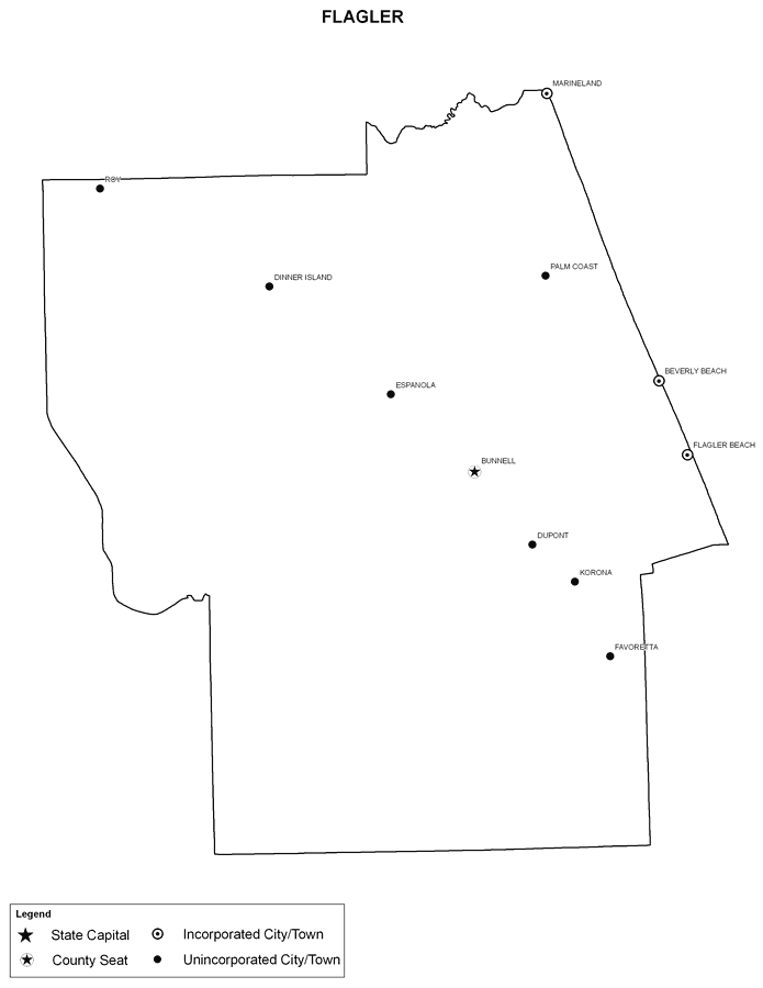 Flagler County Cities with Labels