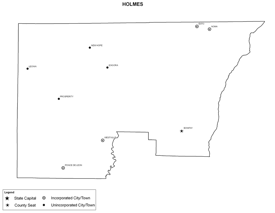 Holmes County Cities with Labels