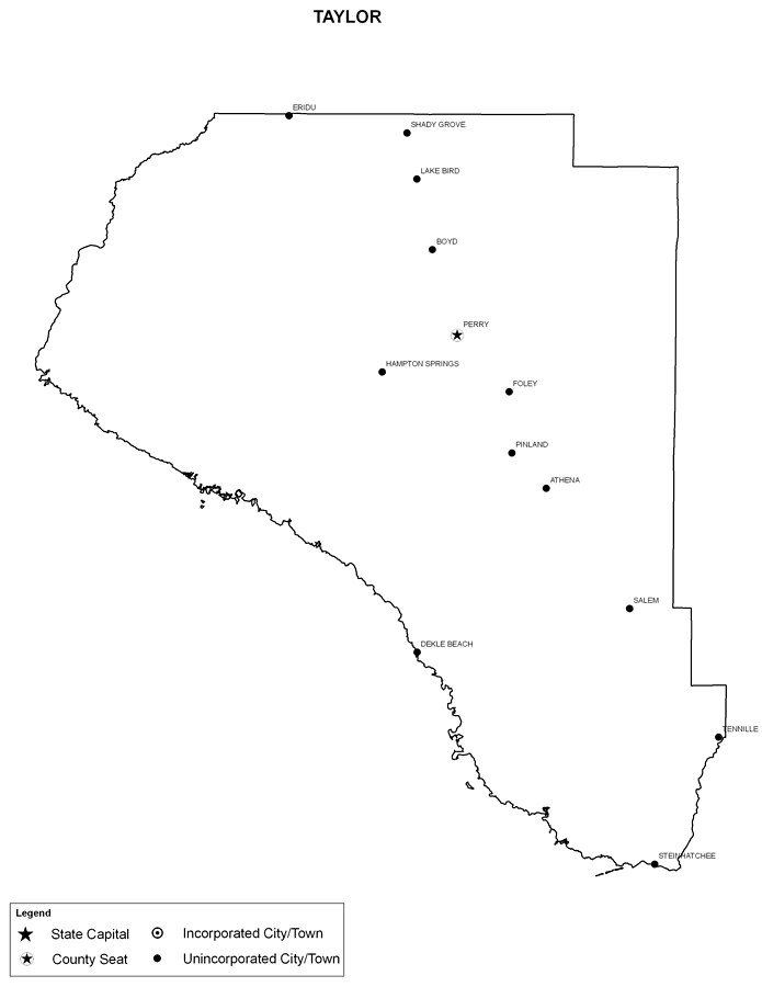Taylor County Cities with Labels