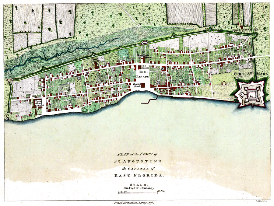 Plan of the Town of St. Augustine the capital of East Florida / The Bay of Espiritu Santo on the Western Coast of East Florida