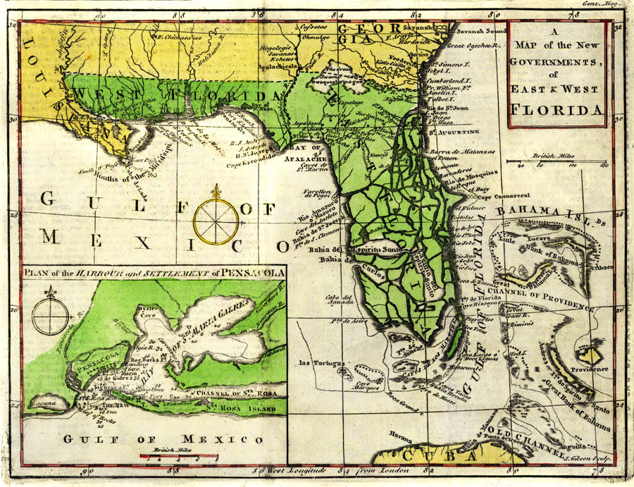 A Map of the New Governments of East and West Florida