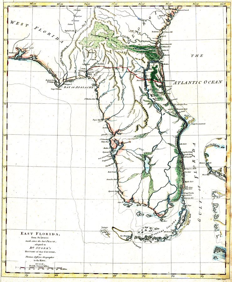 East Florida, from surveys made since the last peace, adapted to Dr. Stork's History of that country