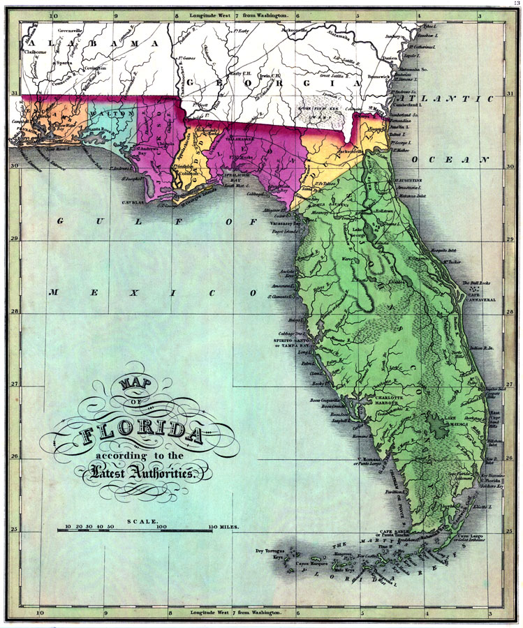 Map of Florida According to the Latest Authorities