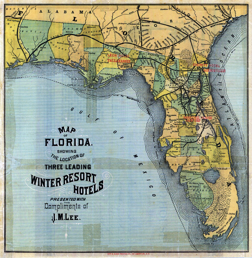 Map of Florida: 3 leading winter resort hotels