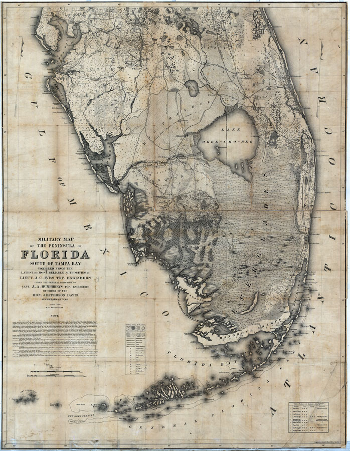 Military map of the peninsula of Florida south of Tampa Bay
