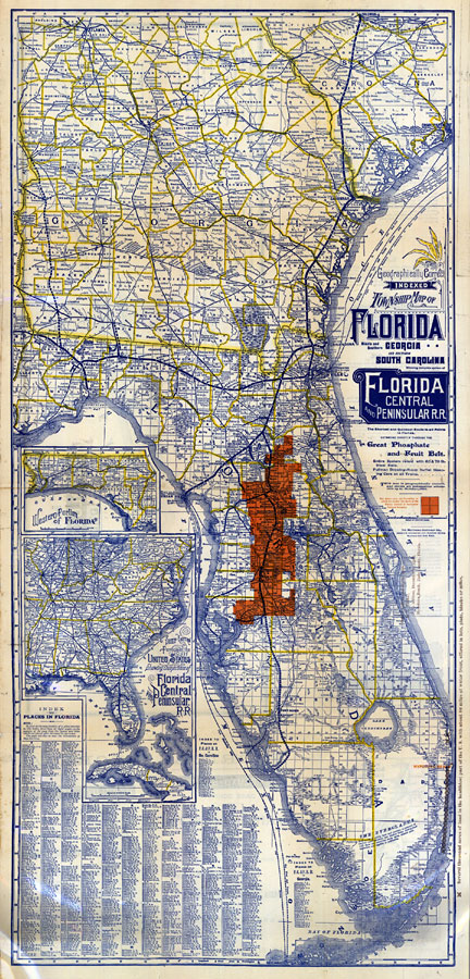 Geographically correct indexed township map of Florida and southern Georgia