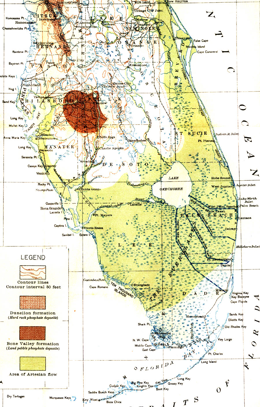 Map of Everglades Drainage