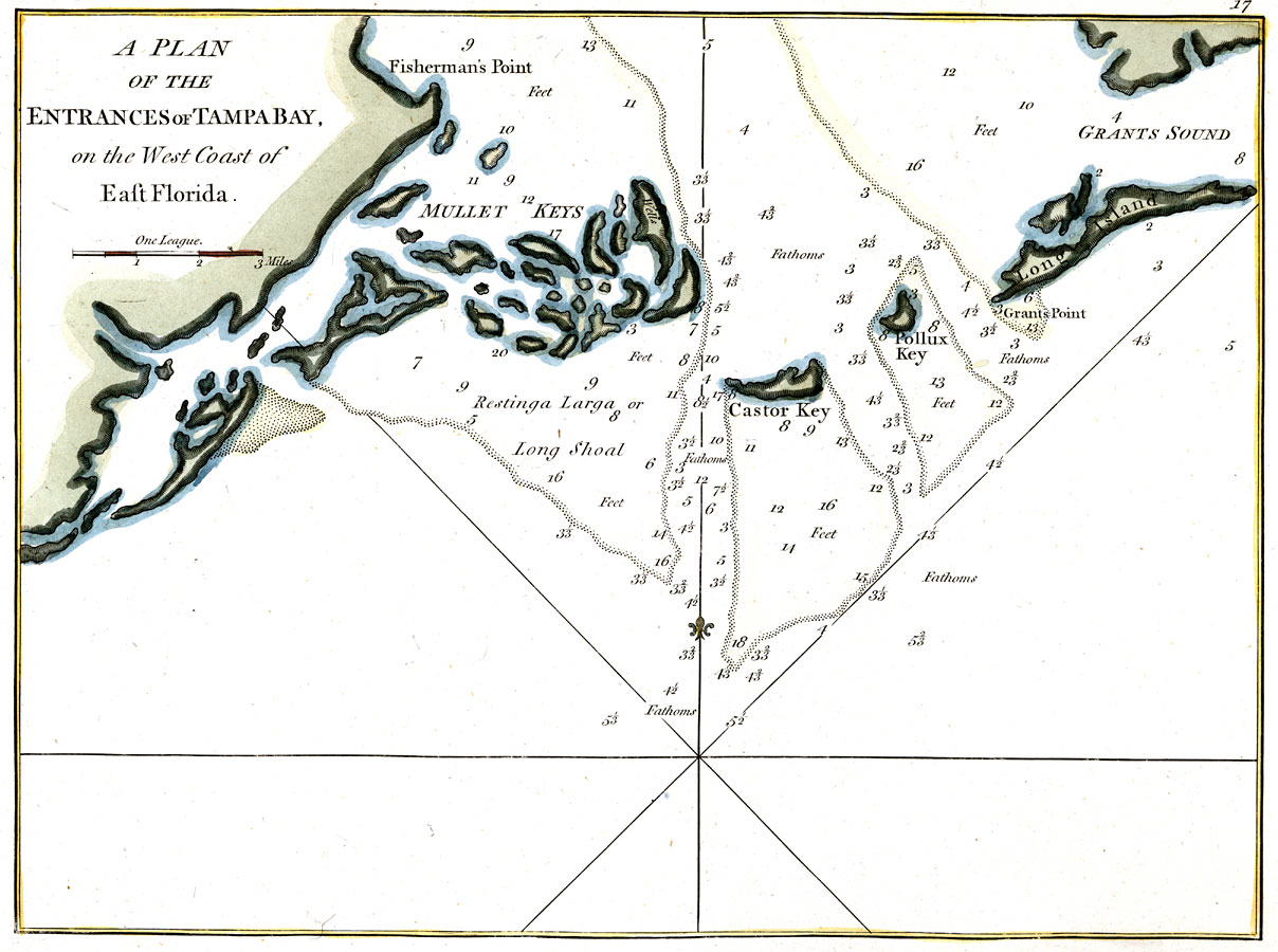A Plan of the Entrances of Tampa Bay on the West Coast of East Florida