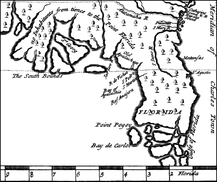 Detail of Bernard's Map Showing Florida
