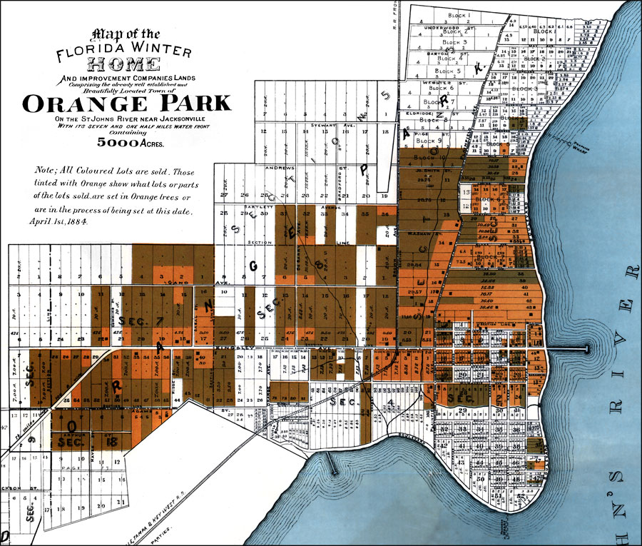 Map of the Florida Winter Home and Improvement Companies Lands - Orange Park