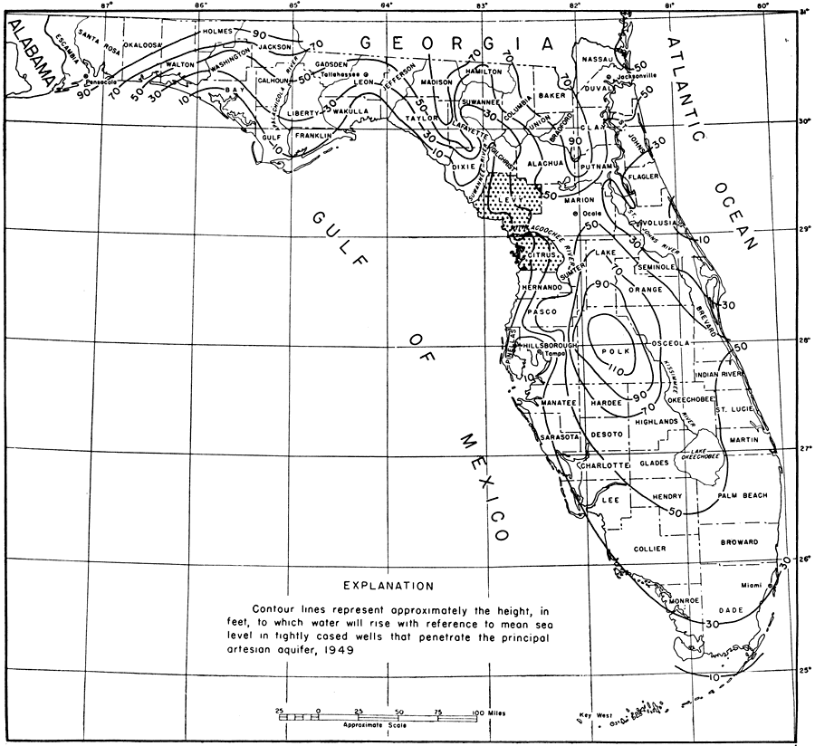 Piezometric Surface of Florida