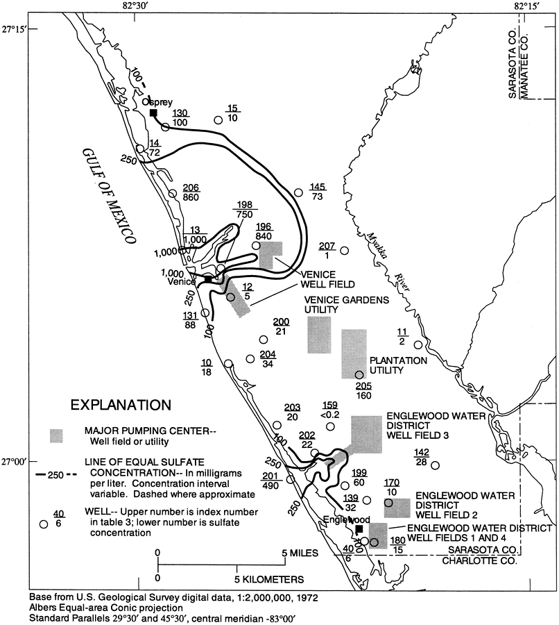 Sulfate Concentration of Surficial Aquifer Well Water in Southwest Sarasota County