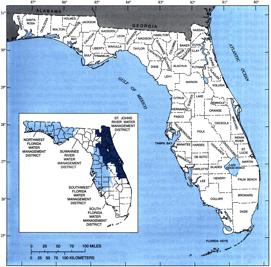 Counties and Water Management Districts in Florida