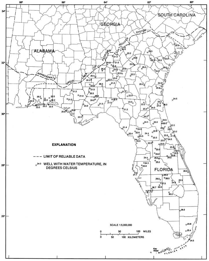 Temperatures from the Upper Floridan Aquifer Fig 2