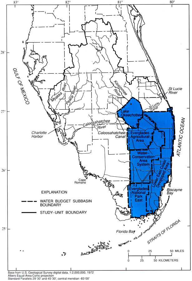 Water Budget Subbasins in Southeastern Florida