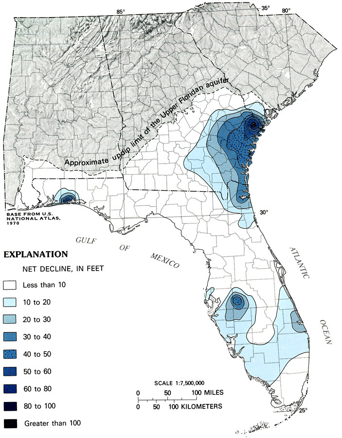 Decline of Potentiometric Surface of the Floridan Aquifer