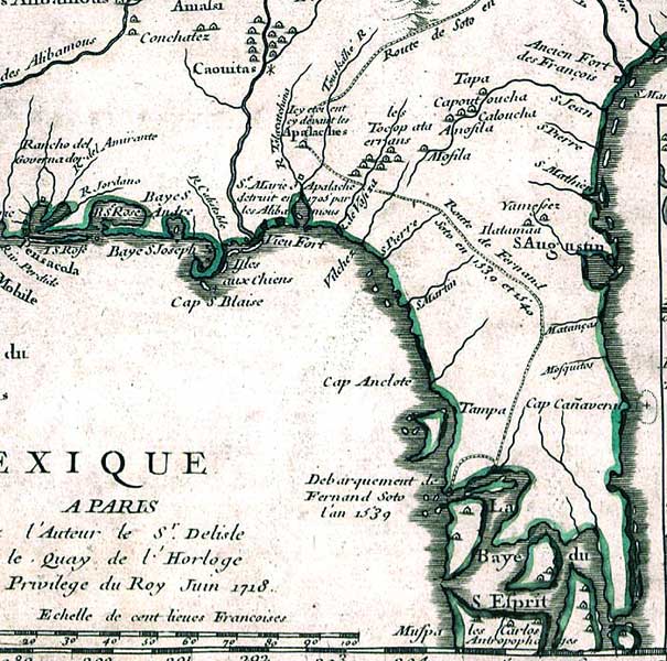Detail - Carte de la Louisiane et du cours du Mississipi